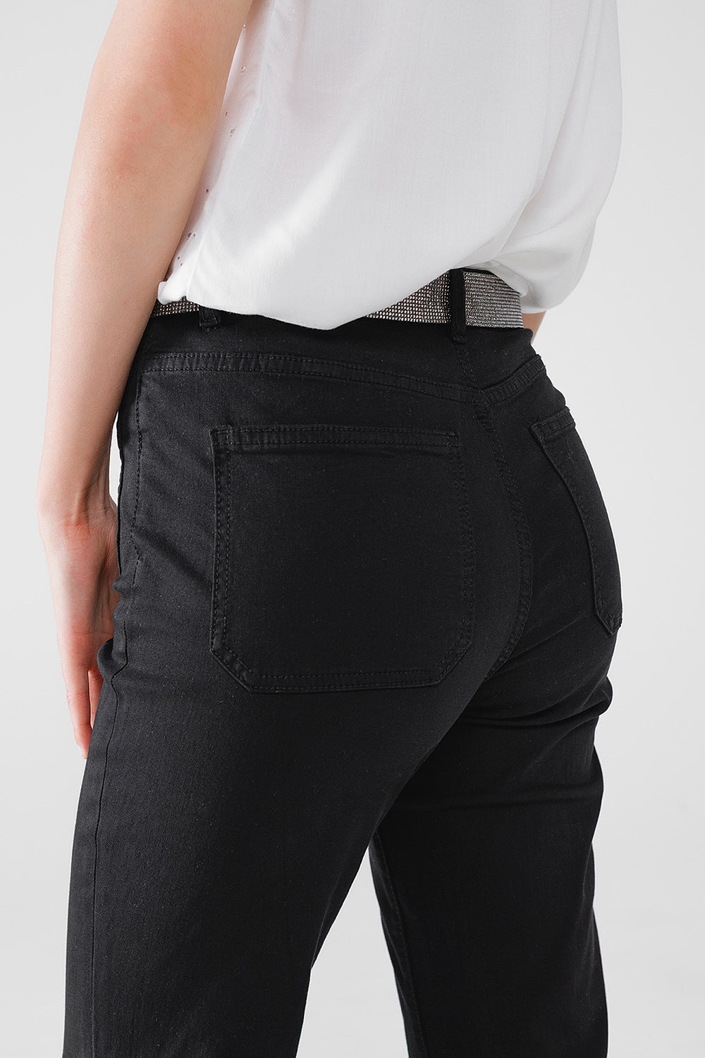 Black Skinny Flared Jeans With Front Pocket Detail - Jeans