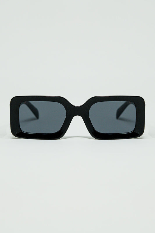 Black square sunglasses with brown animal print on the side - Sunglasses