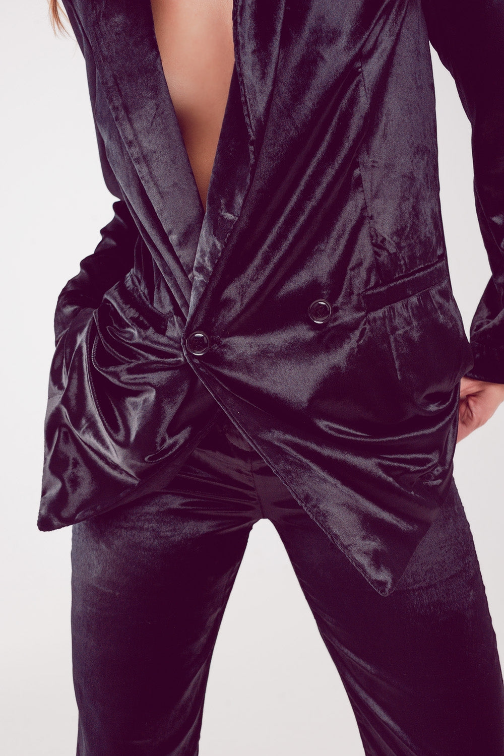Black velvet oversized blazer - Blazers