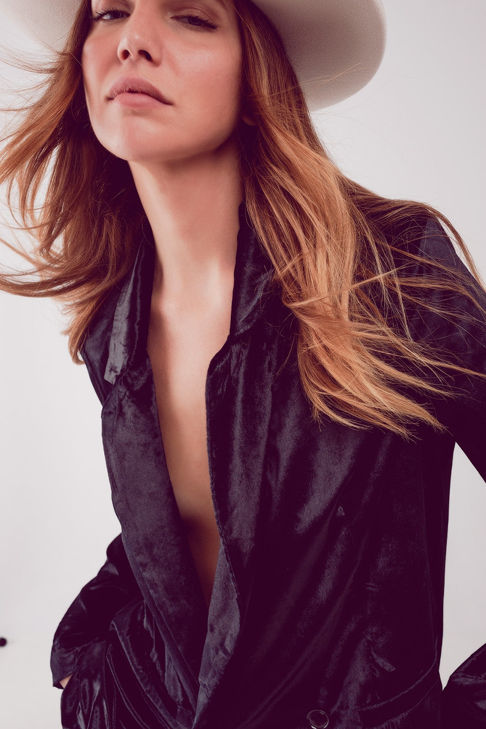 Black velvet oversized blazer - Blazers