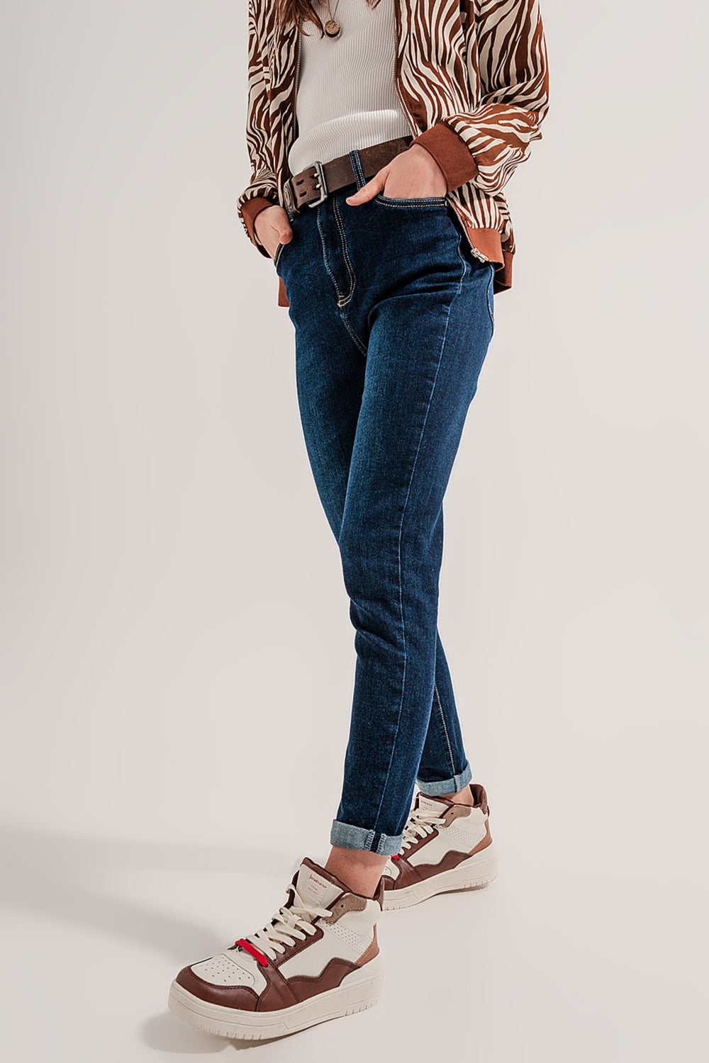 Blend cotton straight leg jeans in mid blue Q2 Jeans BoutiqueLua