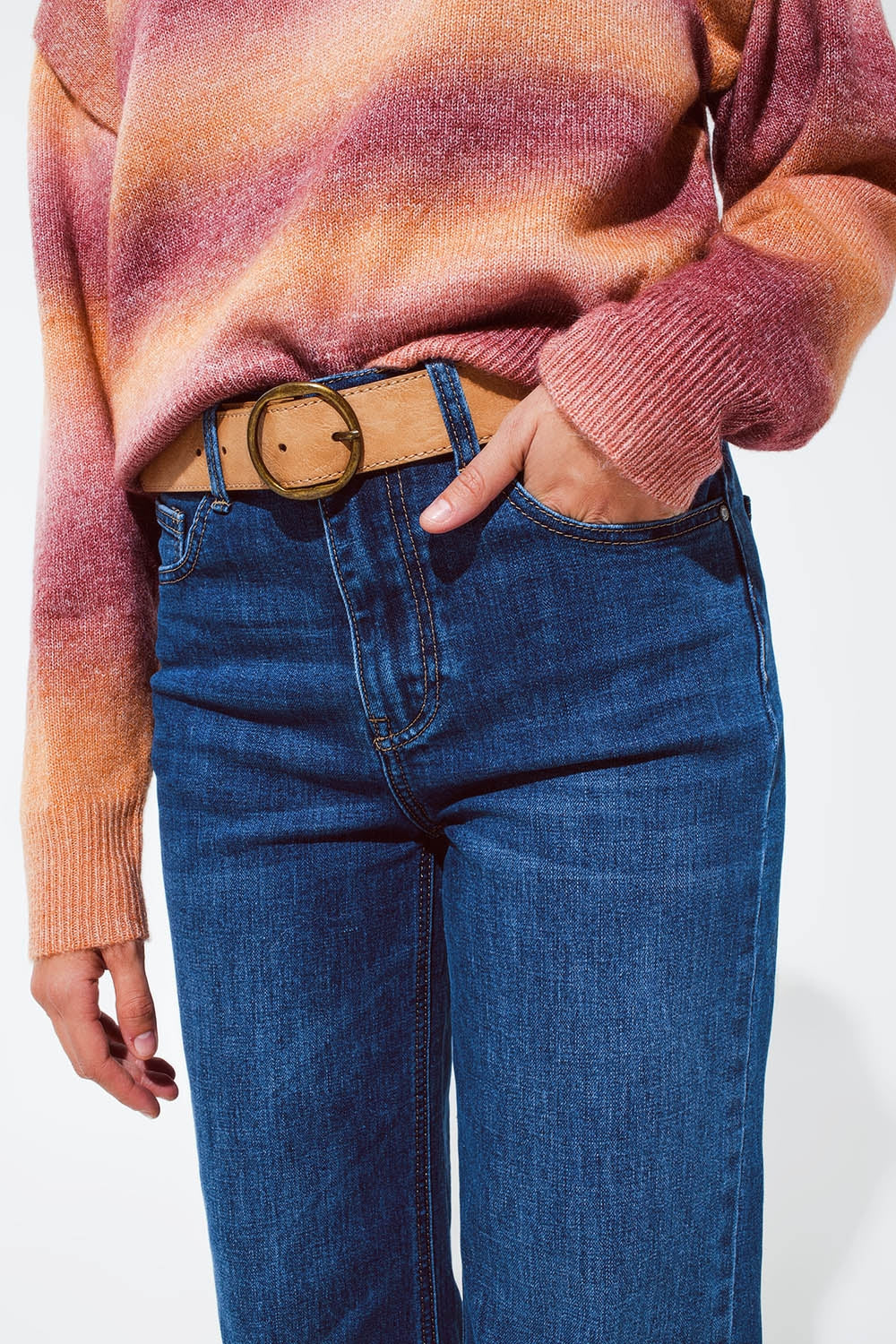 Blue flaired jeans with dark blue hem - Jeans
