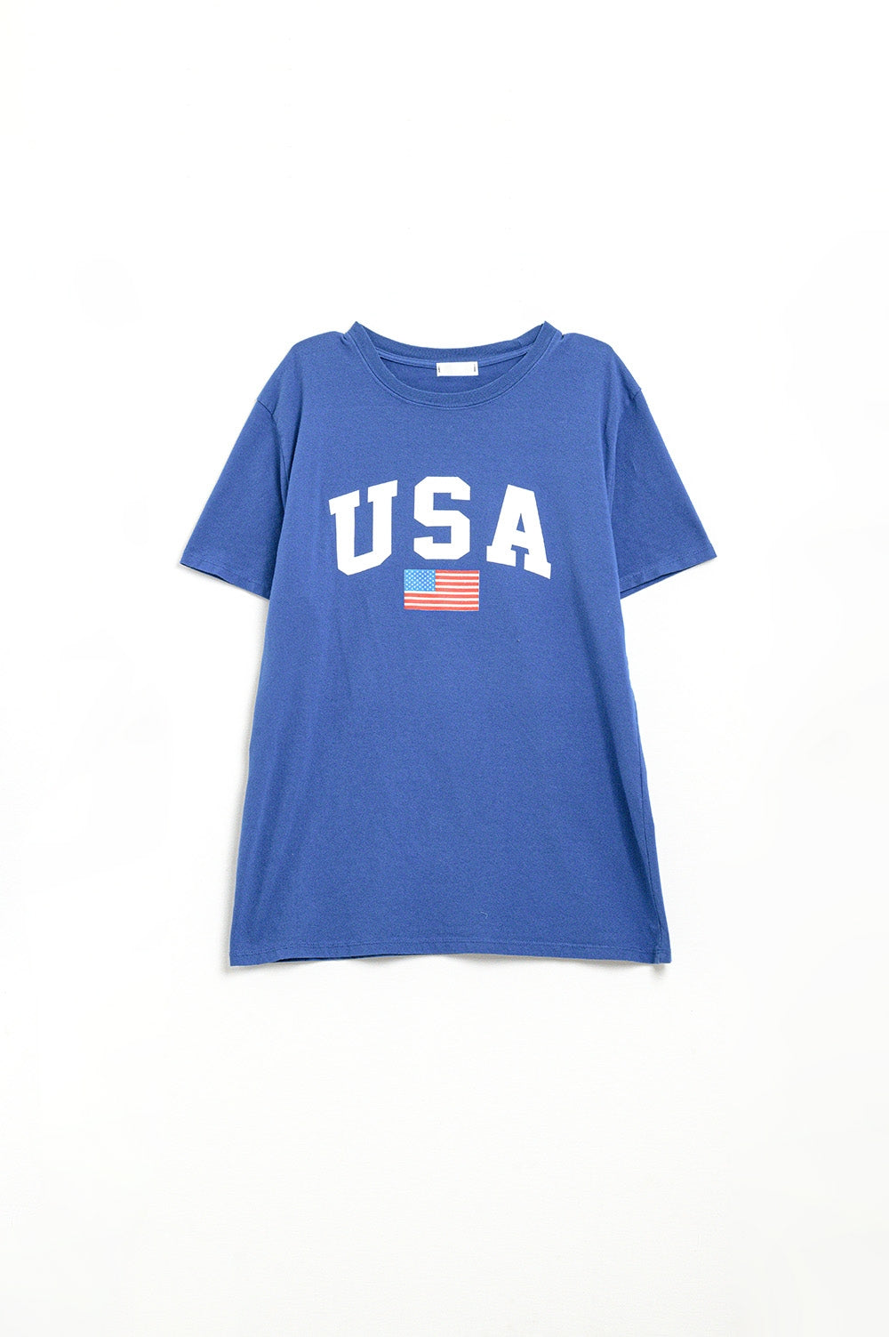 Blue loose long t-shirt with USA logo - T-Shirts
