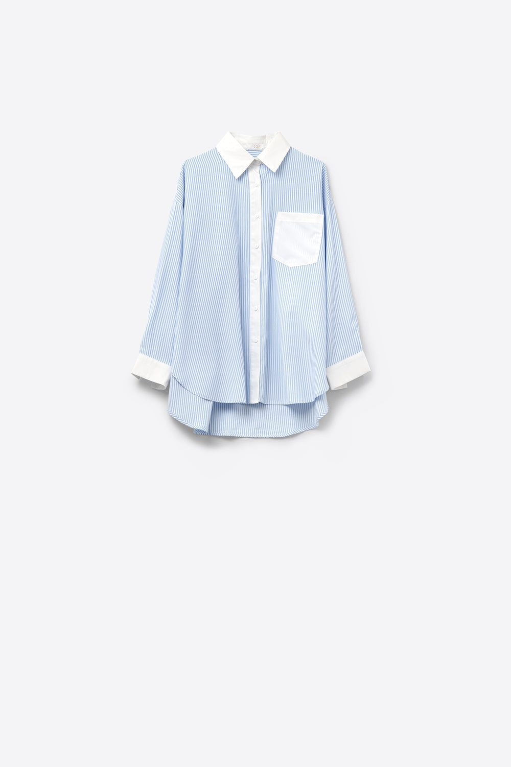Blue Striped Shirt with pocket and white collar - Shirts