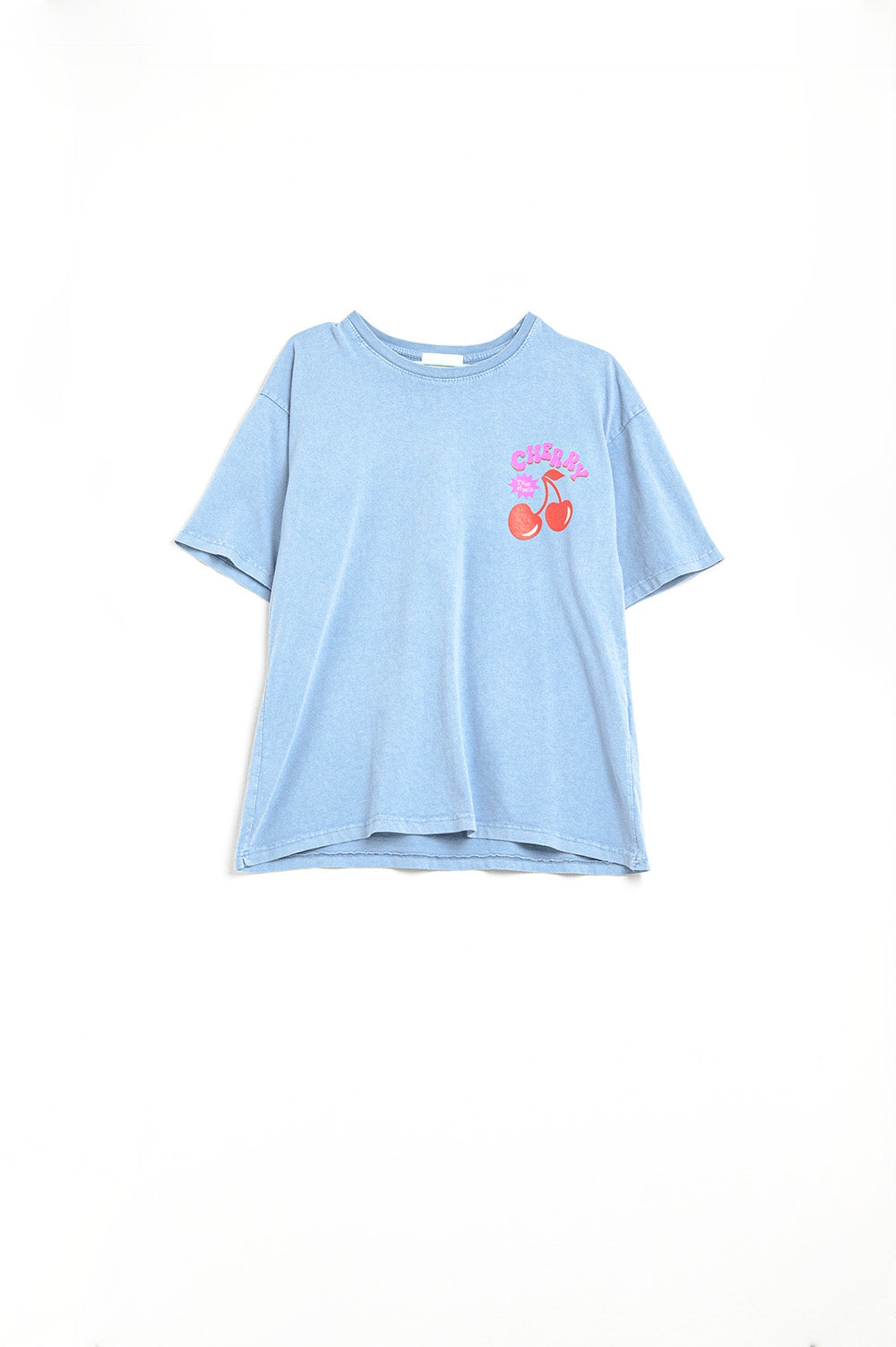 Blue T-shirt with Cherry in logo and letters - T-Shirts