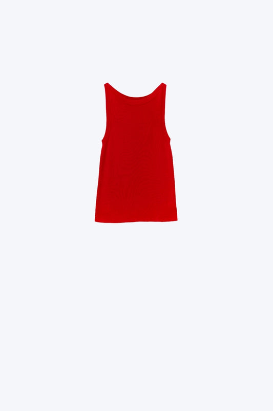 Boat Neck Comfy Ribbed Top in Ruby Red - Sweaters