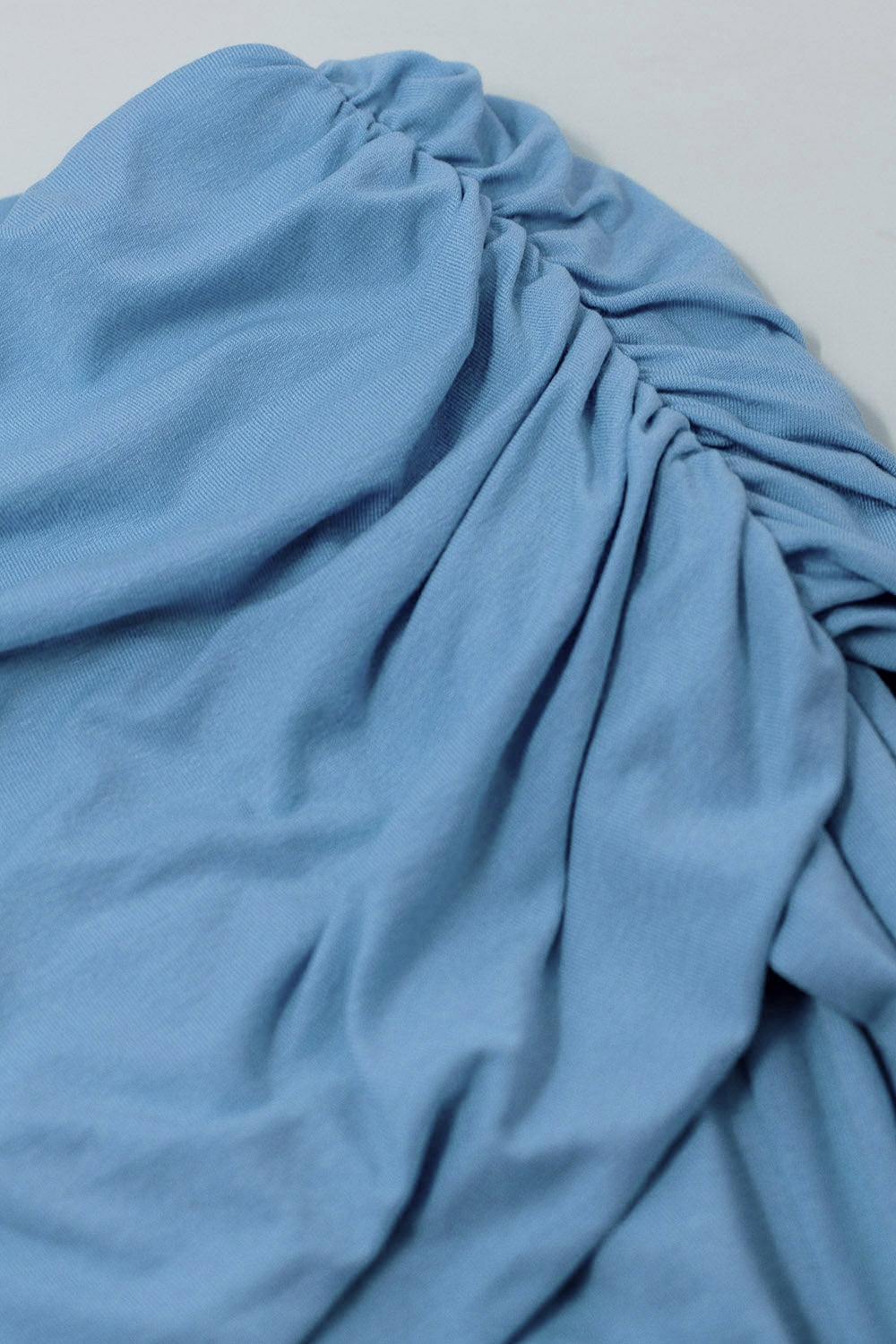 Bodycon Off Shoulder Top In Light Blue Q2 Tops BoutiqueLua