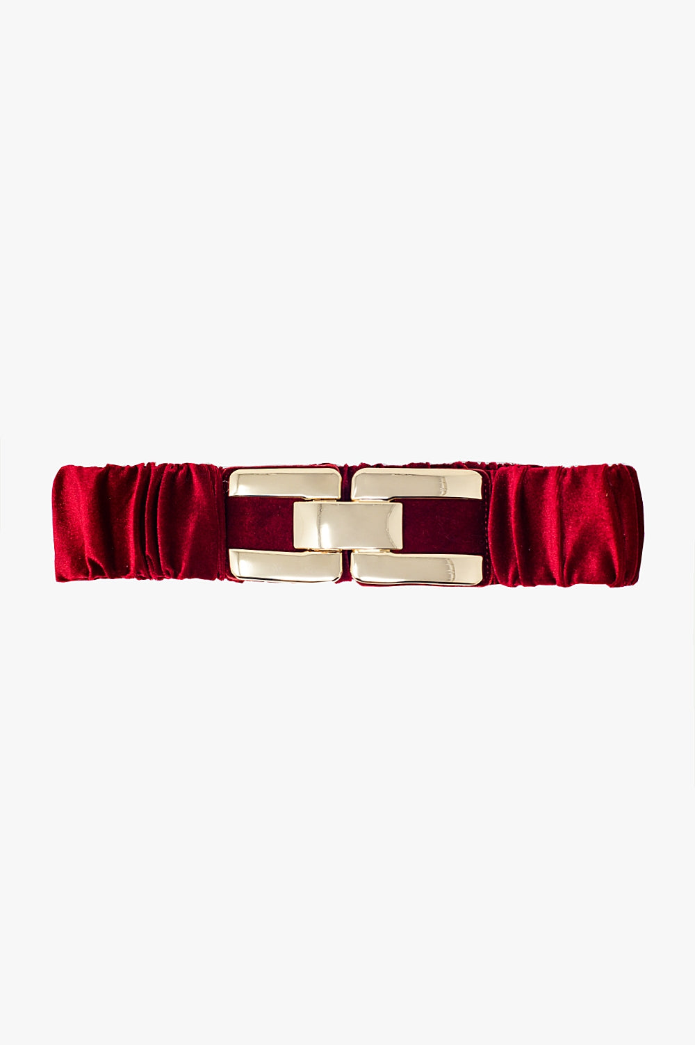 Bordeaux elastic velvet belt with metal closure - Belts
