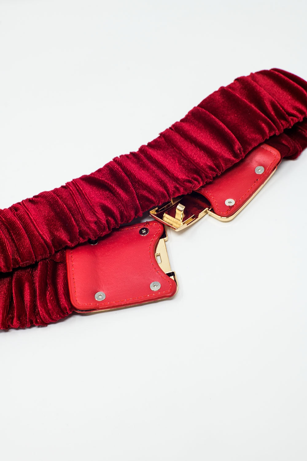 Bordeaux elastic velvet belt with metal closure - Belts