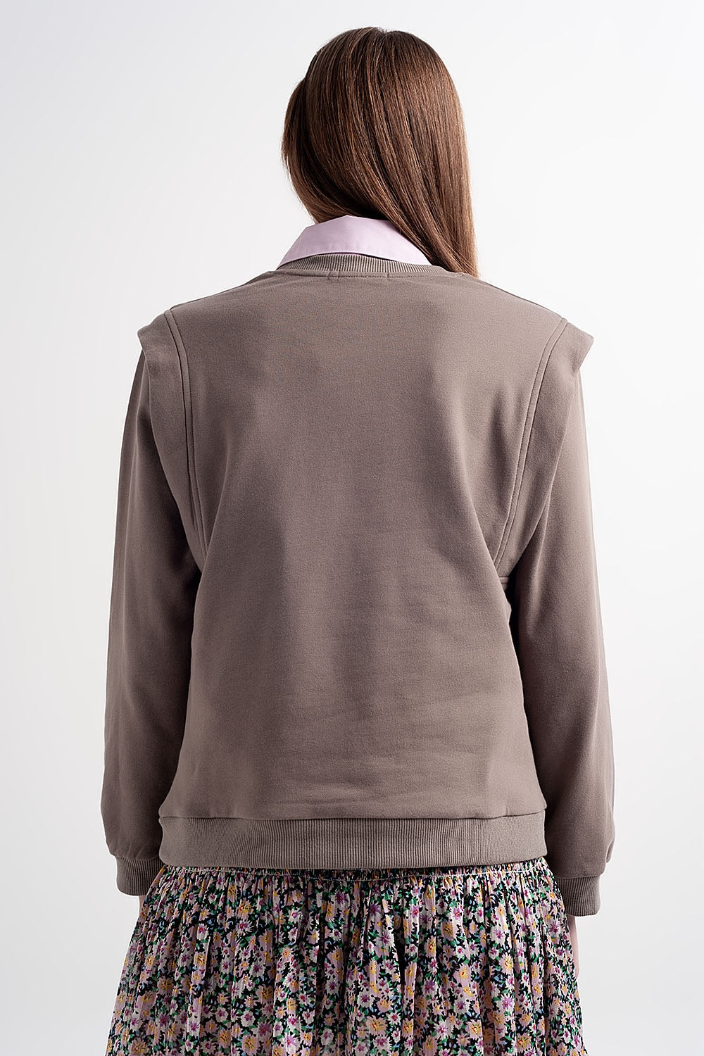 Boyfriend sweatshirt with shoulder details in gray Q2 Sweaters BoutiqueLua