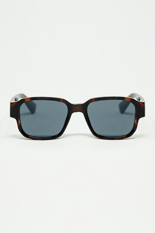 Brown Chunky Square Sunglasses In Crystal Grey - Sunglasses