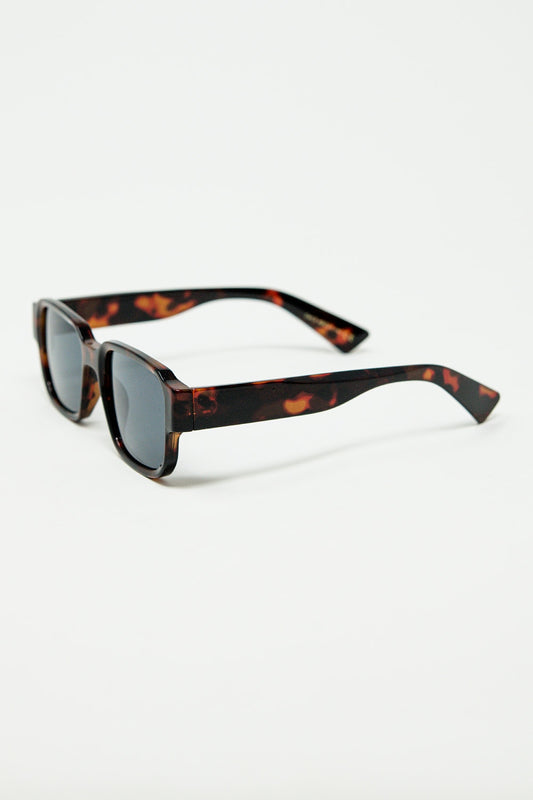 Brown Chunky Square Sunglasses In Crystal Grey - Sunglasses