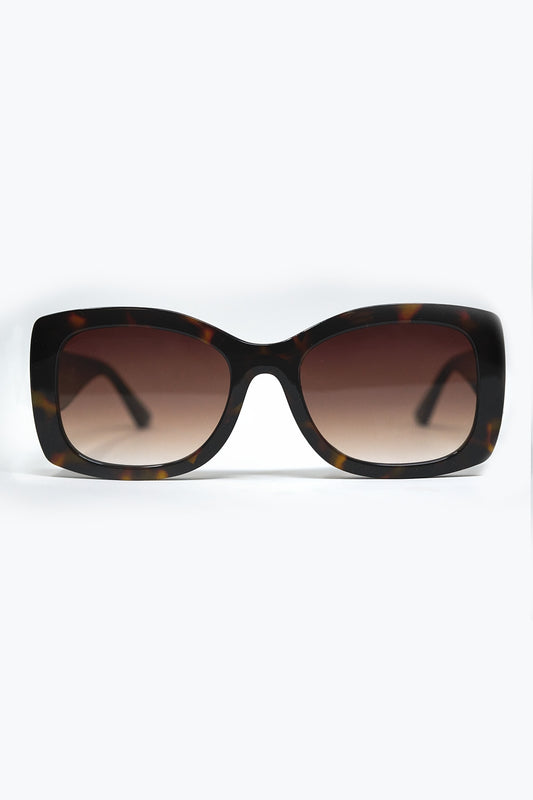 Brown Oversized Oval Sunglasses in Acetate -
