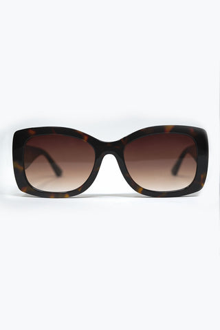 Brown Oversized Oval Sunglasses in Acetate
