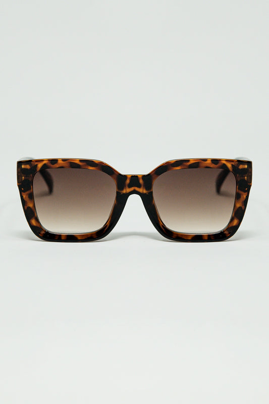Brown Square sunglasses with animal print - Sunglasses