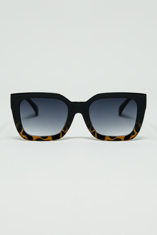 Brown Square sunglasses with gradient in animal print - Sunglasses