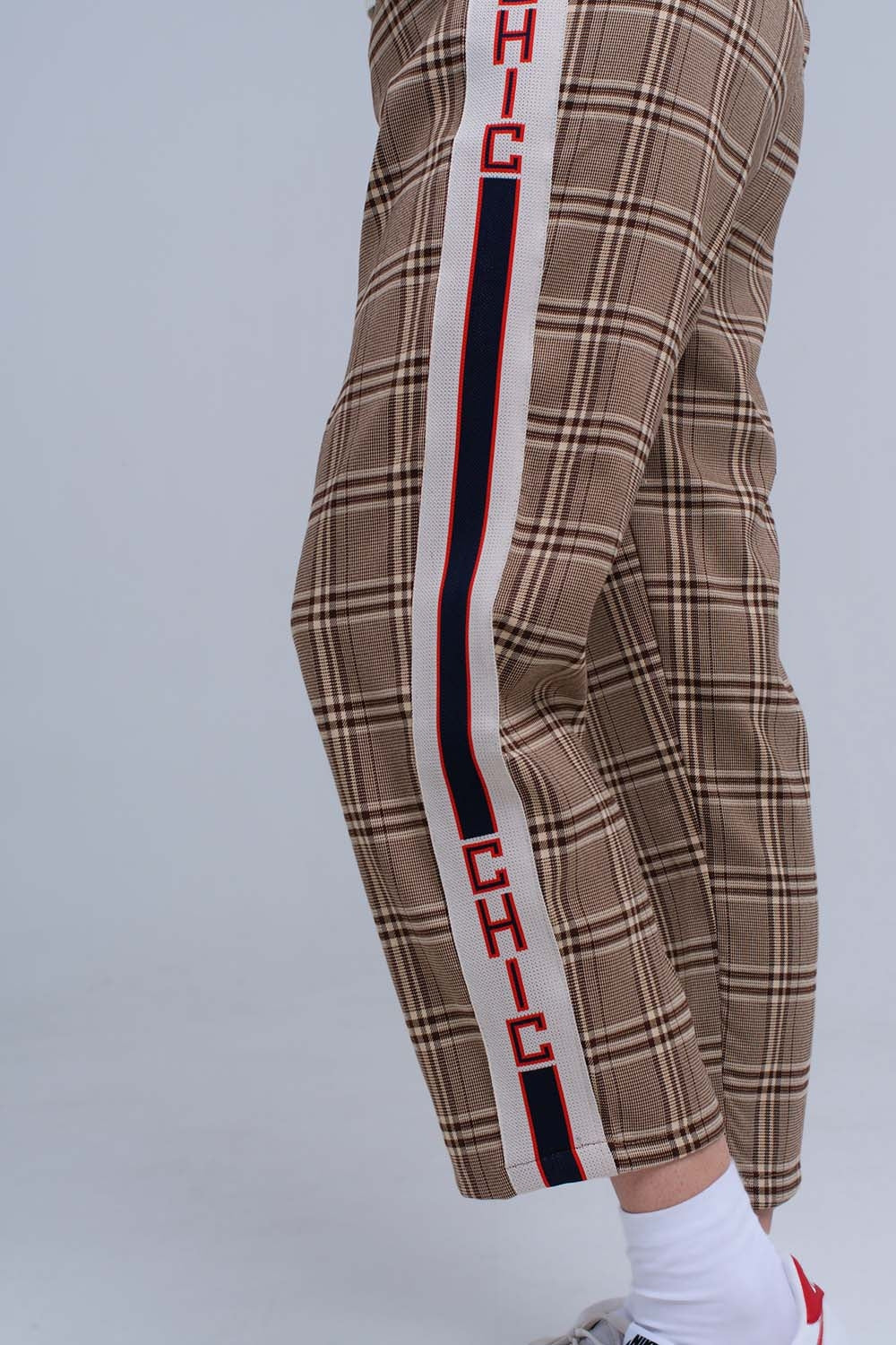 Brown tartan pattern pants - Trousers