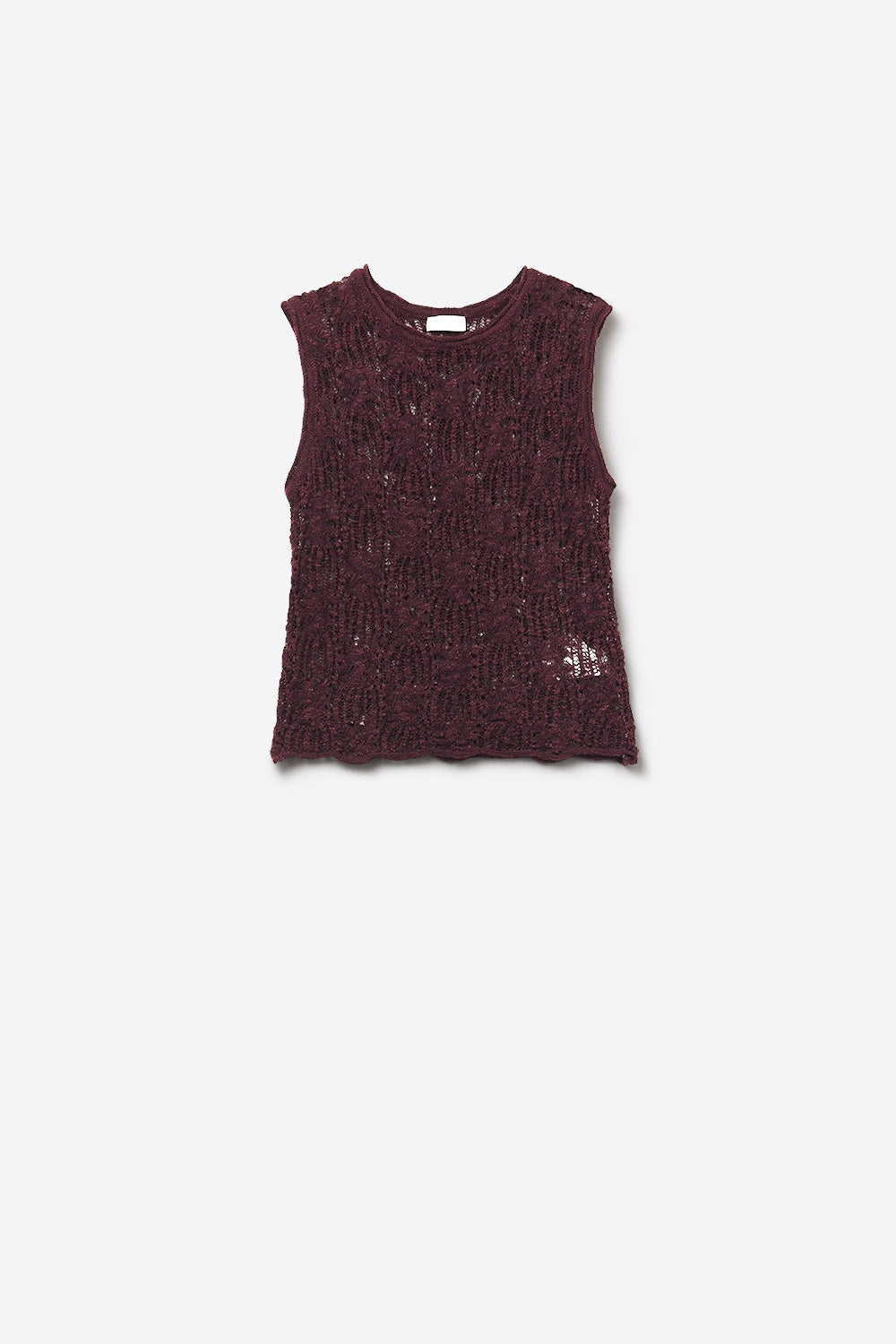 Burgundy Purple Crochet Sleeveless Sweater - Sweaters