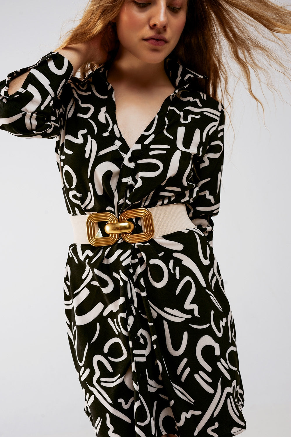 Button front mini shirt dress in black Q2 Dresses BoutiqueLua