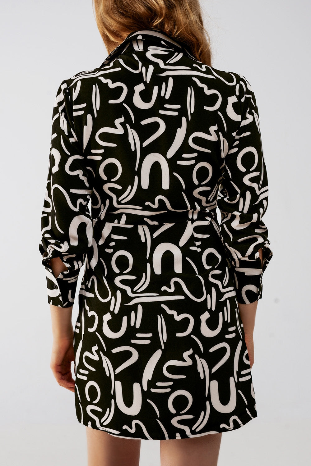 Button front mini shirt dress in black Q2 Dresses BoutiqueLua