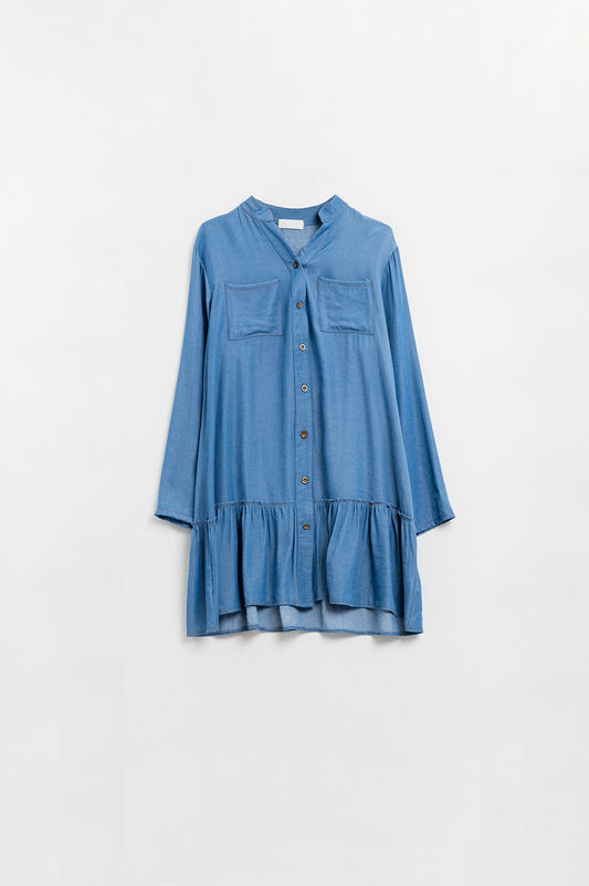 Buttoned denim dress with pockets - Dresses