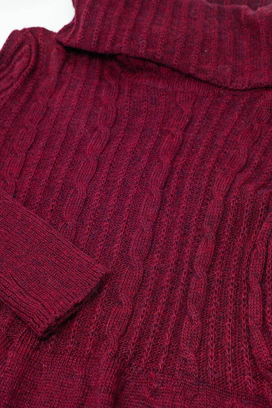 Cable Knit Midi Dress In The Color Red - Dresses