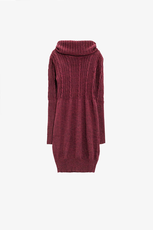 Cable Knit Midi Dress In The Color Red - Dresses