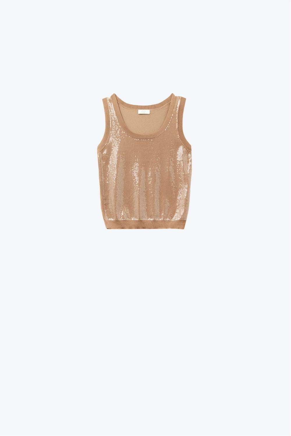 Camel sleeveless knitted sweater with sequins - Sweaters