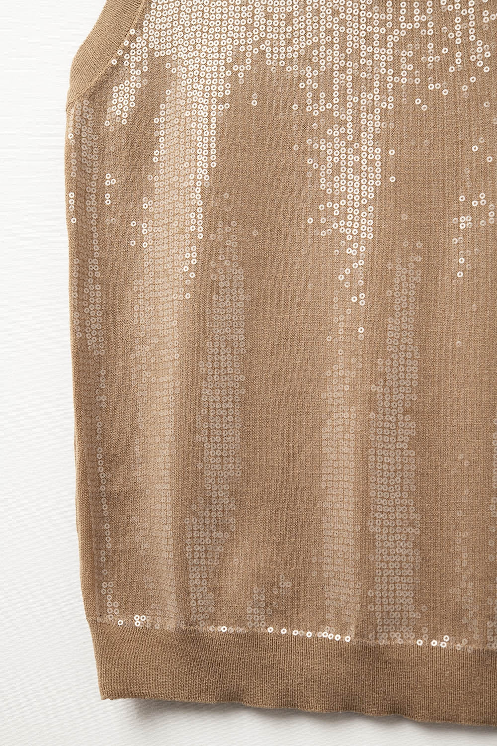 Camel sleeveless knitted sweater with sequins - Sweaters