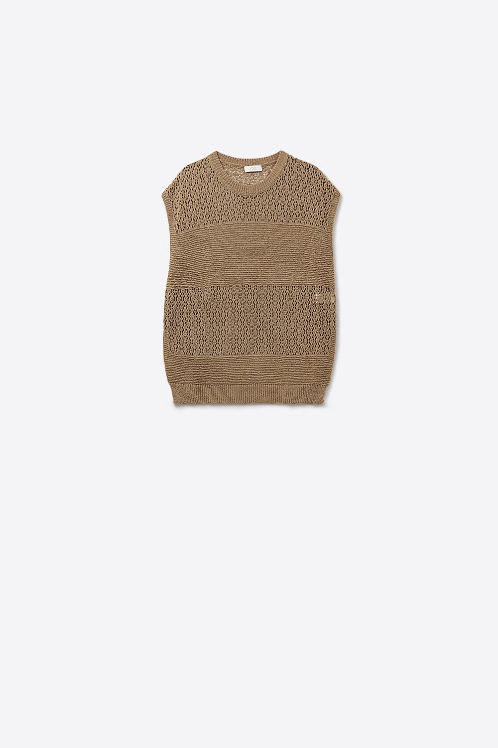 Camel sweater with soft open knit and dropped sleeves - Jumpers