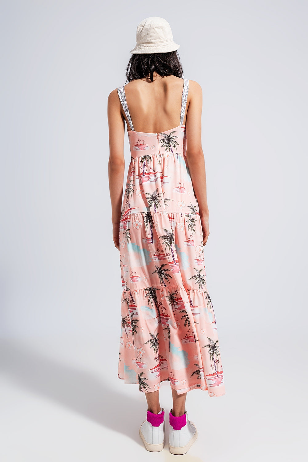 Cami maxi beach dress in natural tropical print Q2 Dresses BoutiqueLua