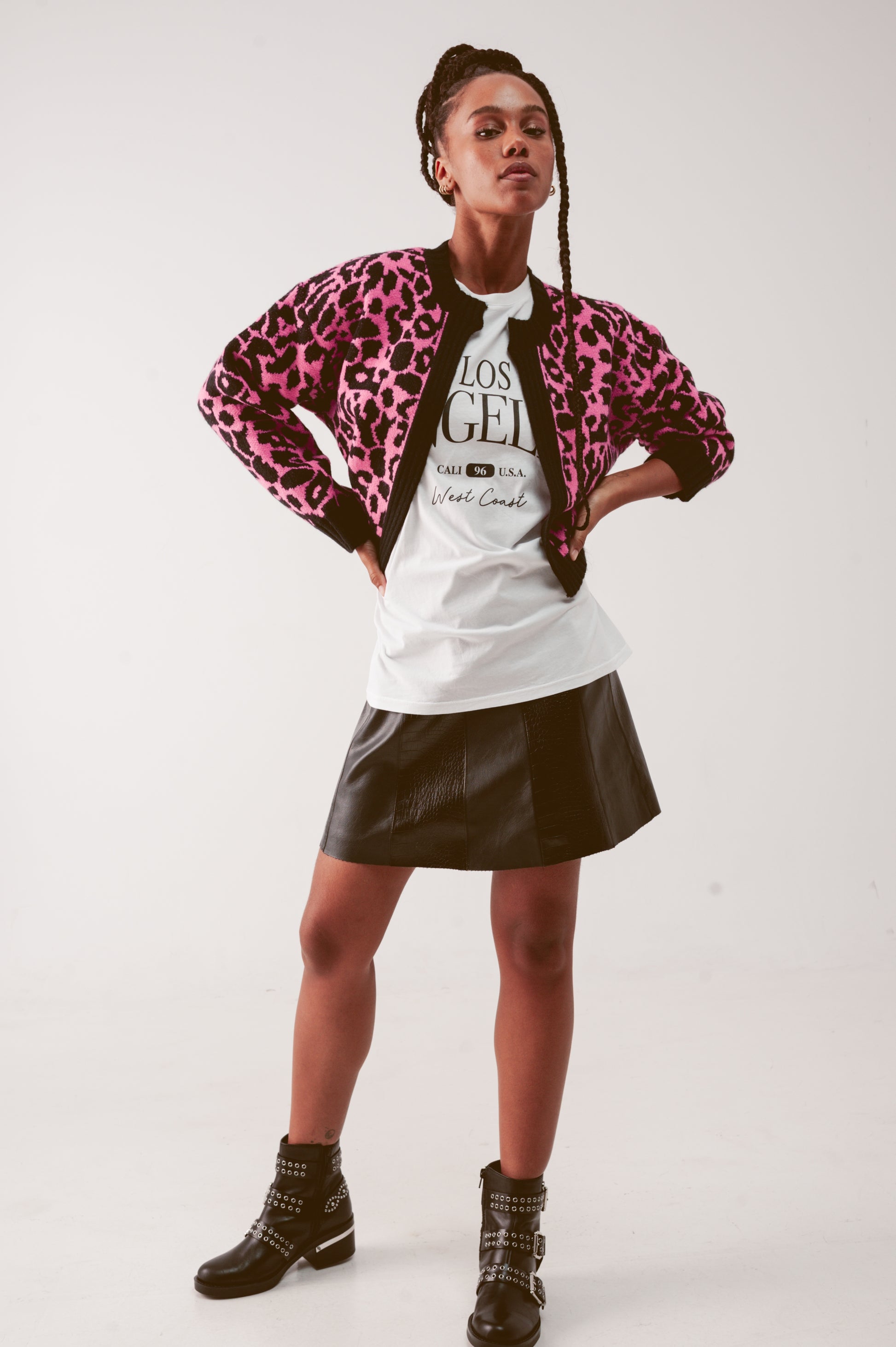 Cardi in fuchsia animal - Sweaters