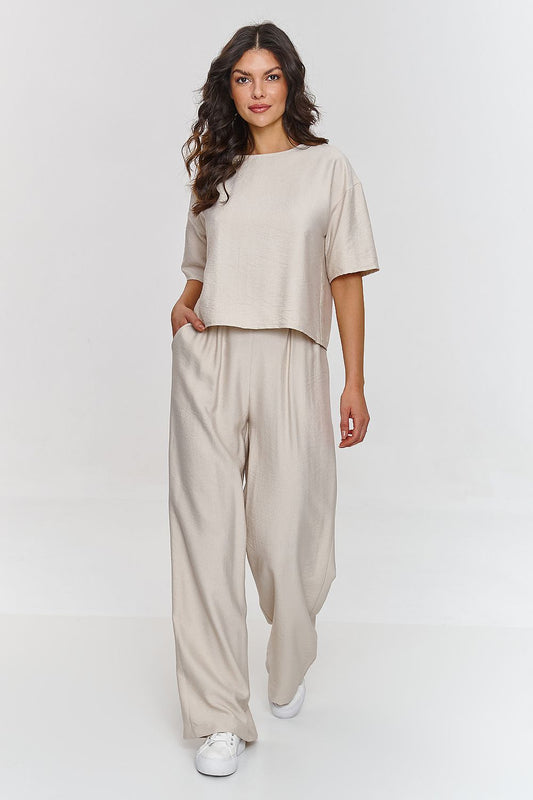 Casual Matching Set for Women Beige Lounge Wear beige - Outfit Sets