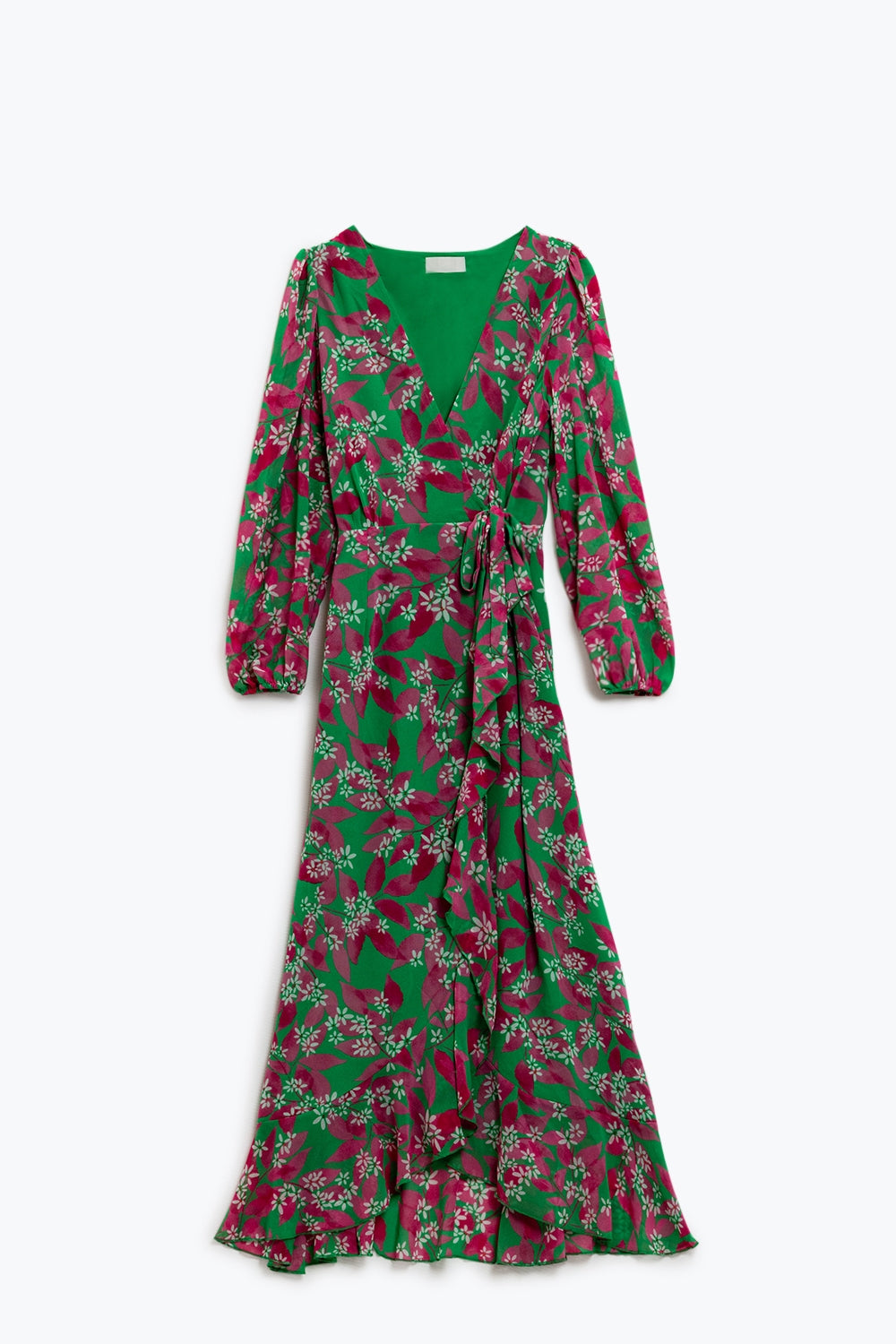 Chiffon maxi Dress With Floral Print in Green - Dresses