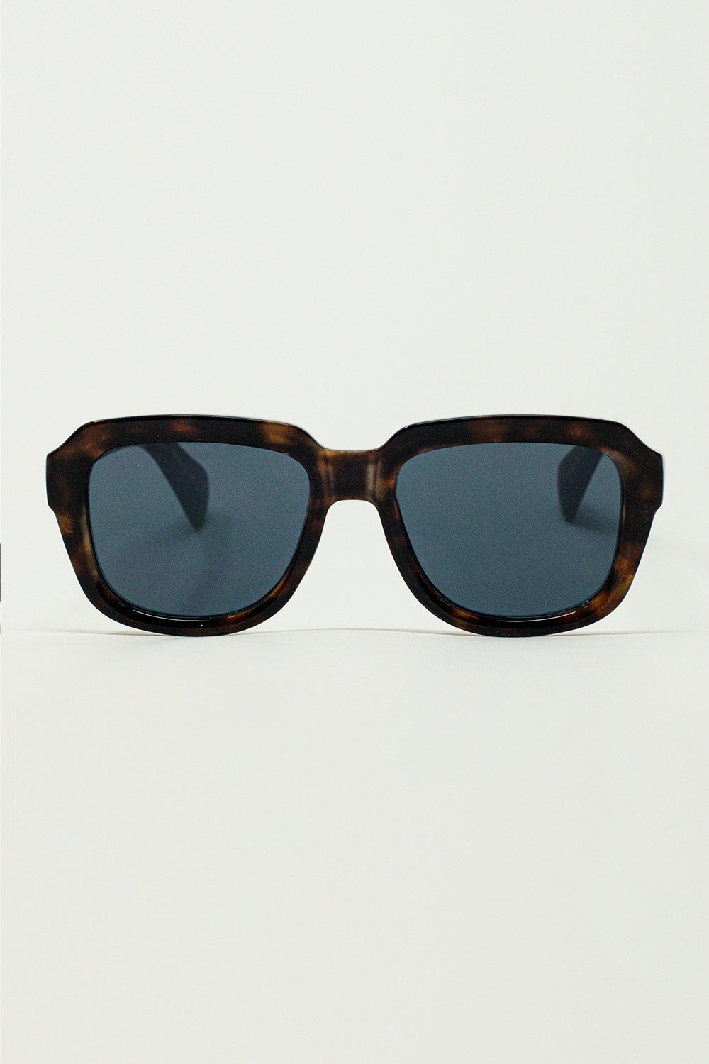 Chunky Square Sunglasses With Dark Brown Tortoise Shell Frame - Sunglasses