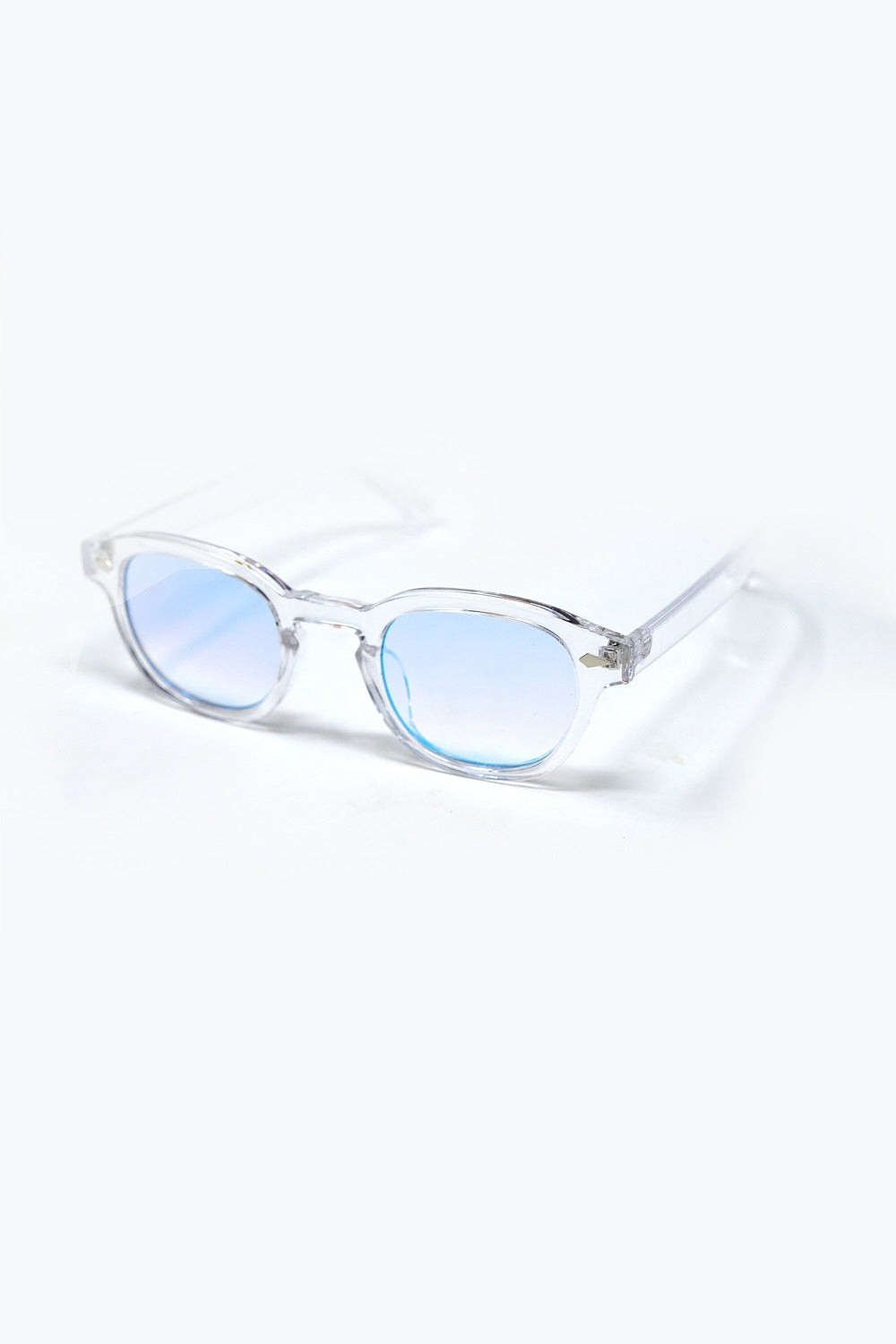 Clear Round Sunglasses With White Gradient Lense -
