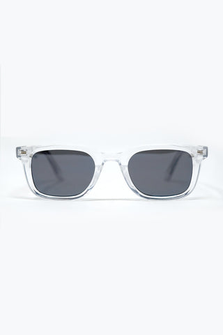 Clear Square Sunglasses with Black Gradient Lenses and metal side detail