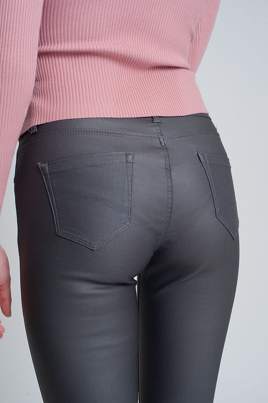 Coated pants in gray - Trousers