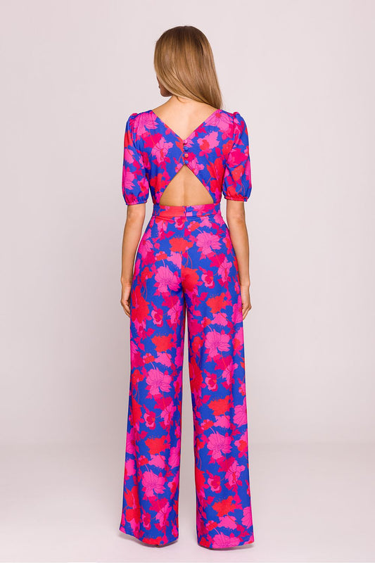 Colourful Statement Jumpsuit with Bold Floral Print - Jumpsuits