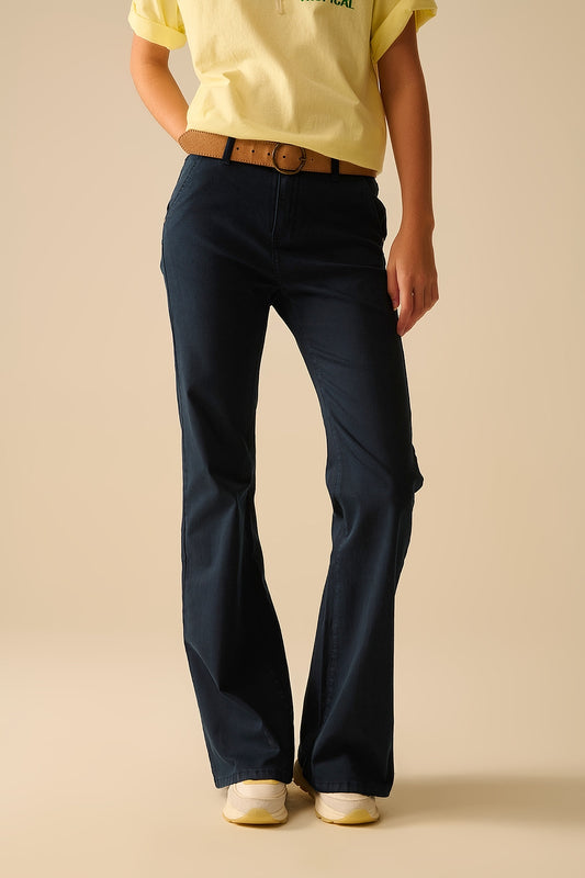 Q2 Comfy Stretcy Denim Navy Flared Jeans