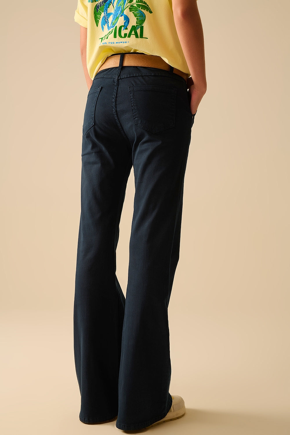 Comfy Stretcy Denim Navy Flared Jeans