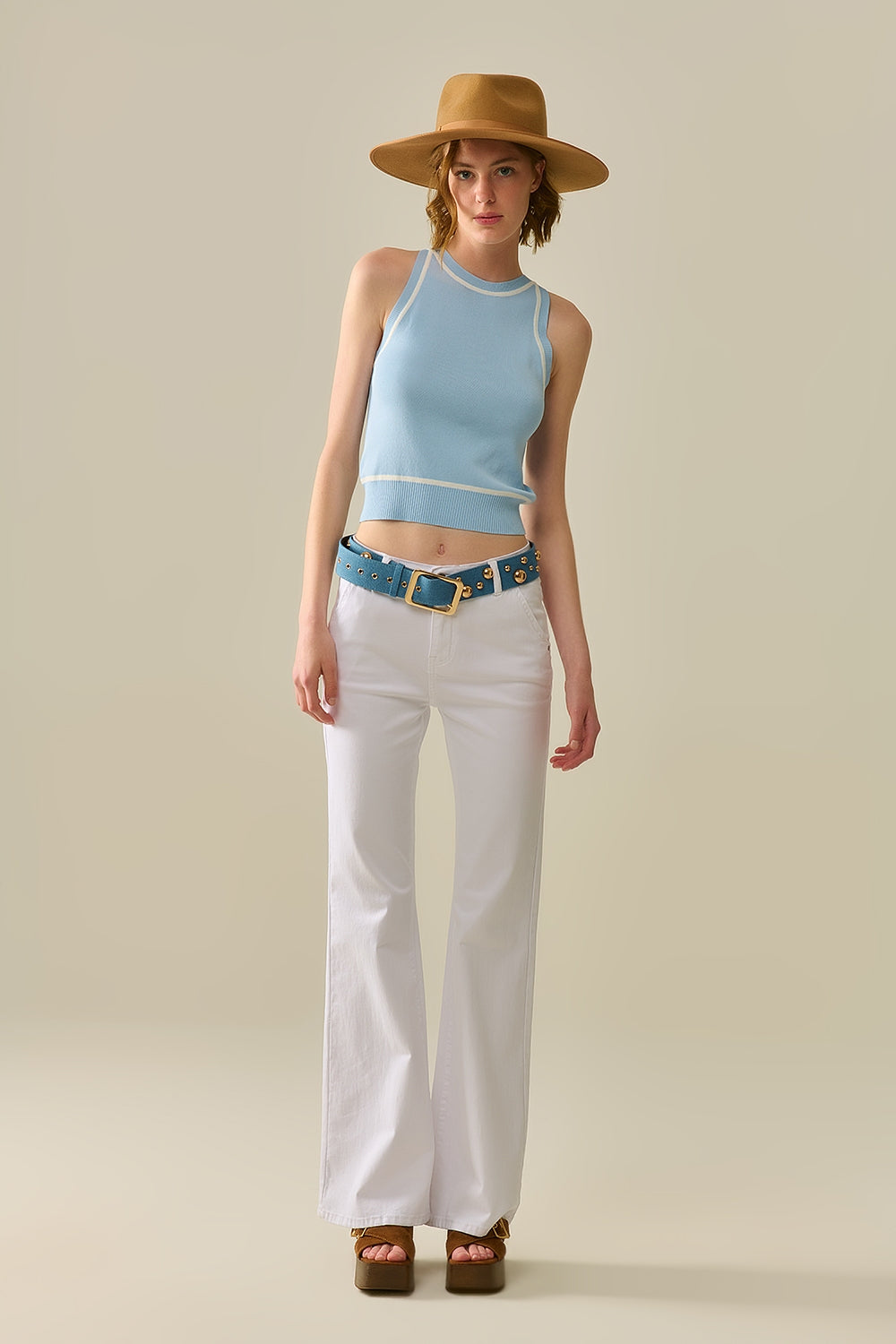 Comfy Stretcy White Flared Pants