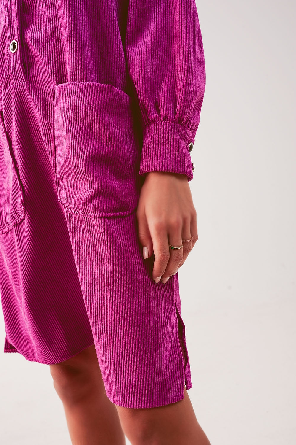 Cord mini shirt dress in fuchsia Q2 Dresses BoutiqueLua