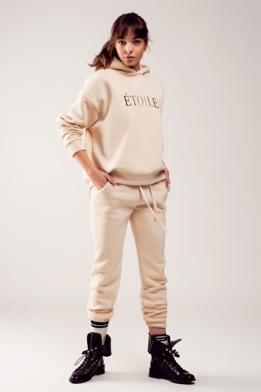Cotton jogger in cream - Trousers