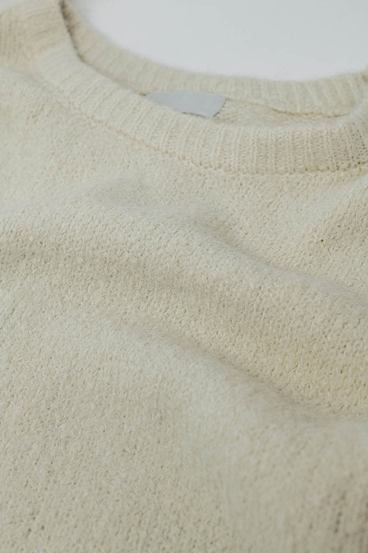 Cozy Balloon Sleeve Jumper in Cream - Jumpers