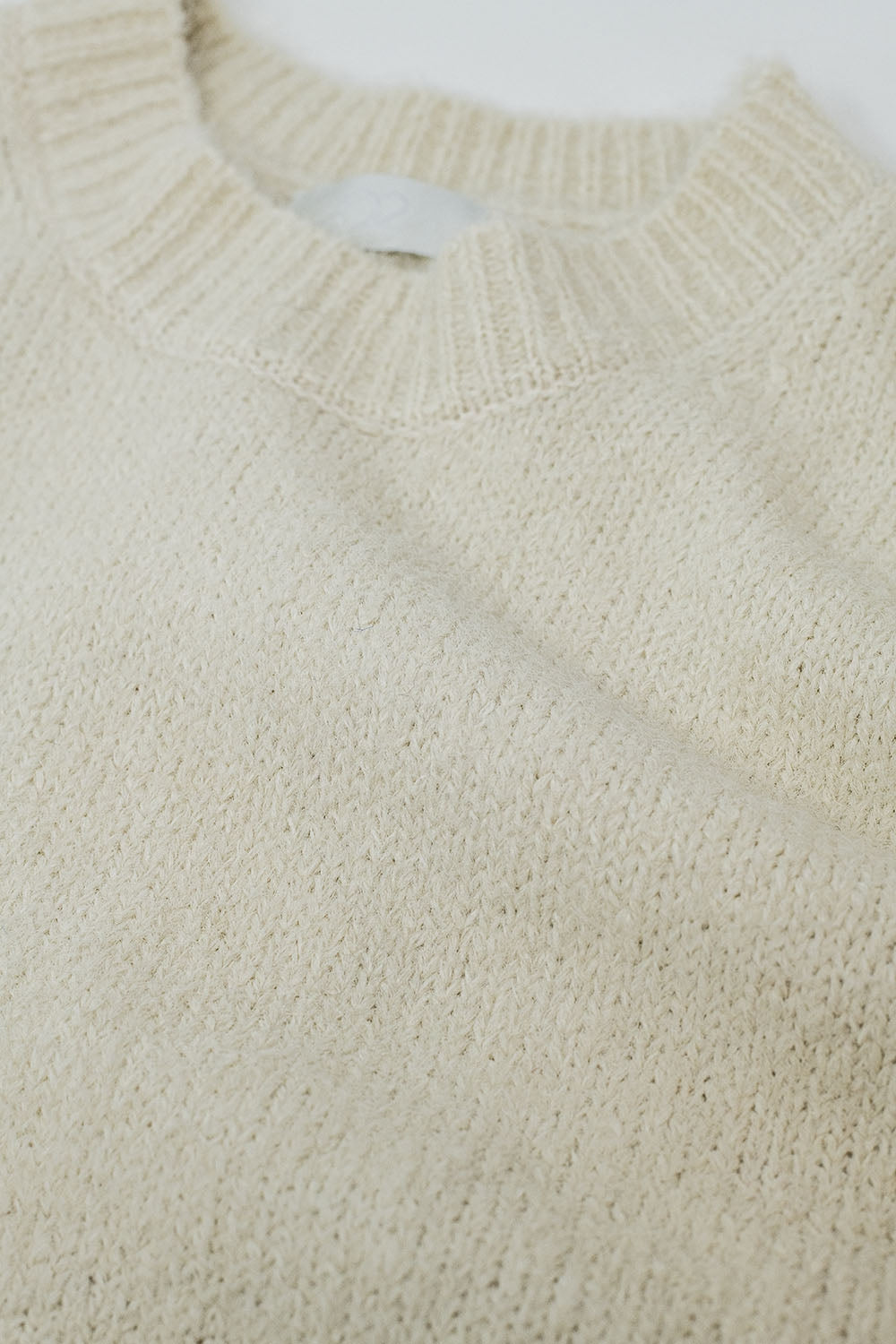 Cozy Basic Crew Neck Knitted Sweater in Cream Q2 Sweaters BoutiqueLua