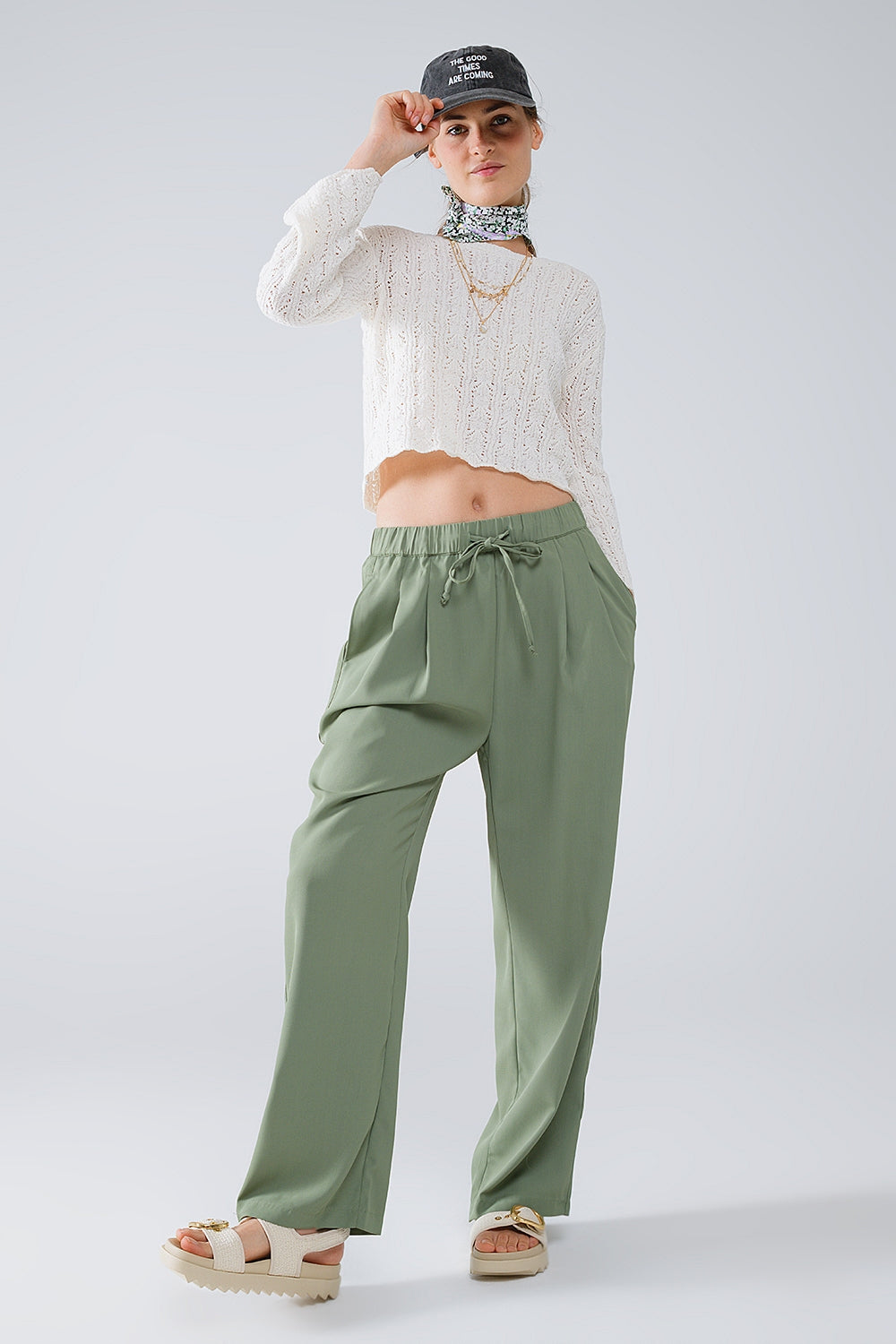 Cream Sweater With Flared Sleeves - Jumpers