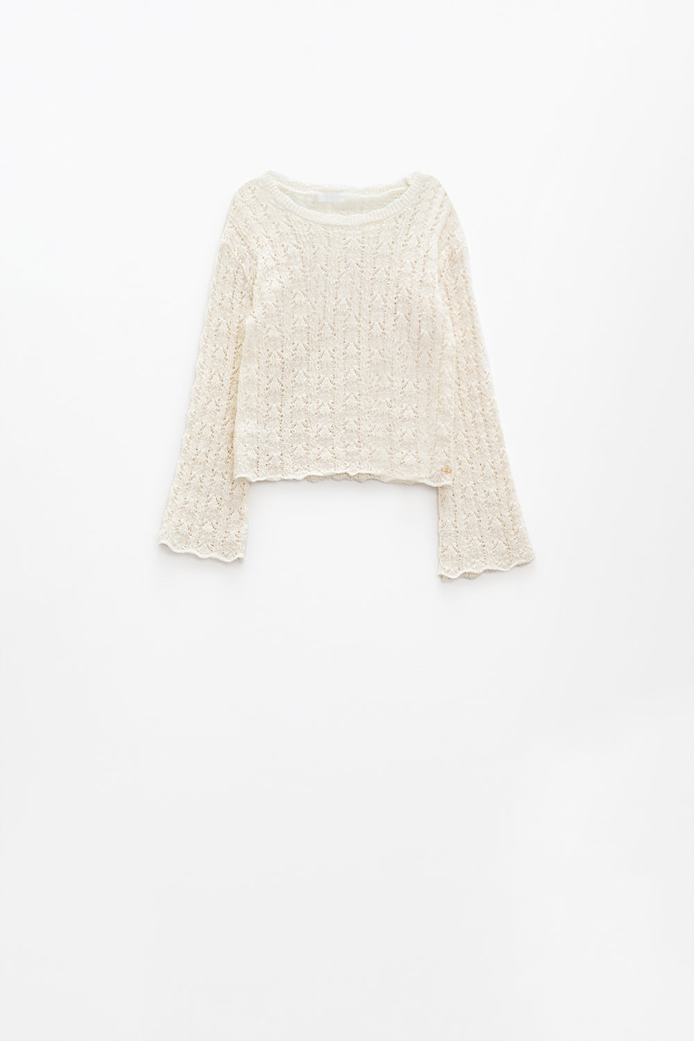 Cream Sweater With Flared Sleeves - Jumpers