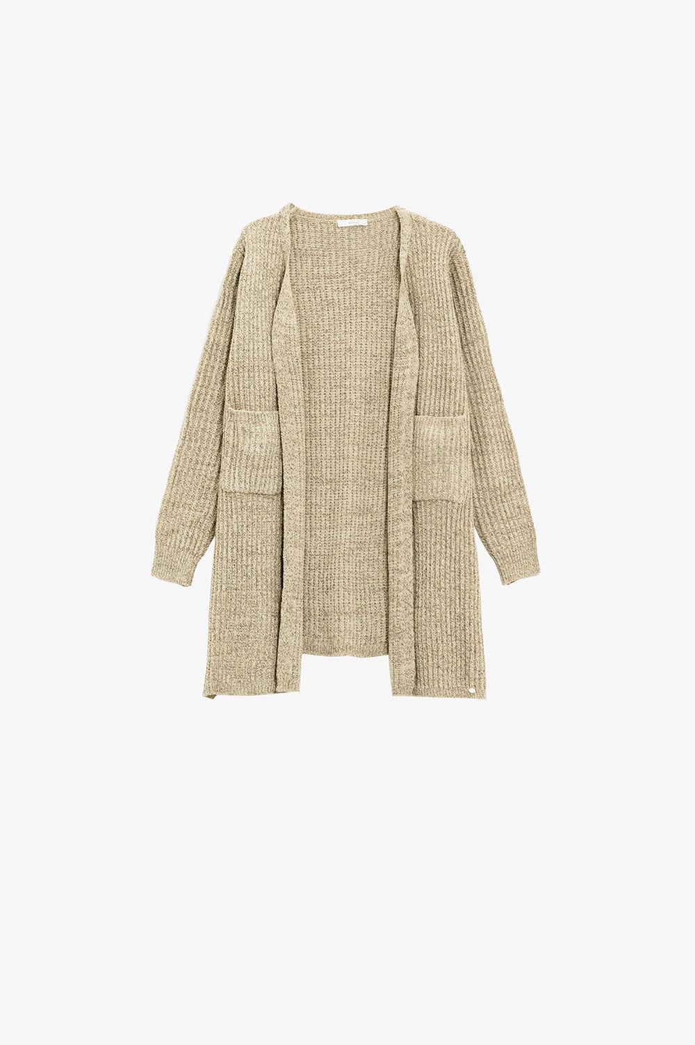 Croched Cardigan With Pockets In The Color Beige - Cardigans