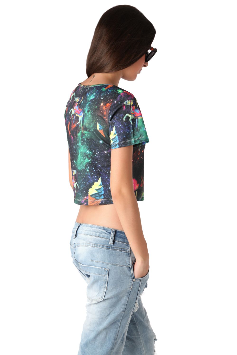 Crop top with illustrated print - Crop Tops